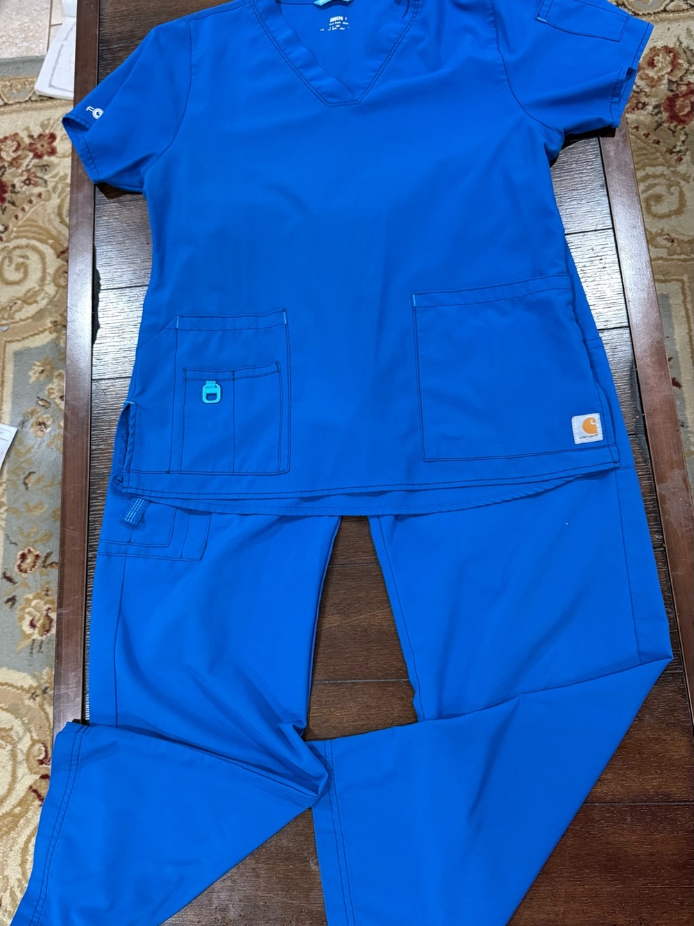 Carhartt Bright Blue V-Neck Scrub Top